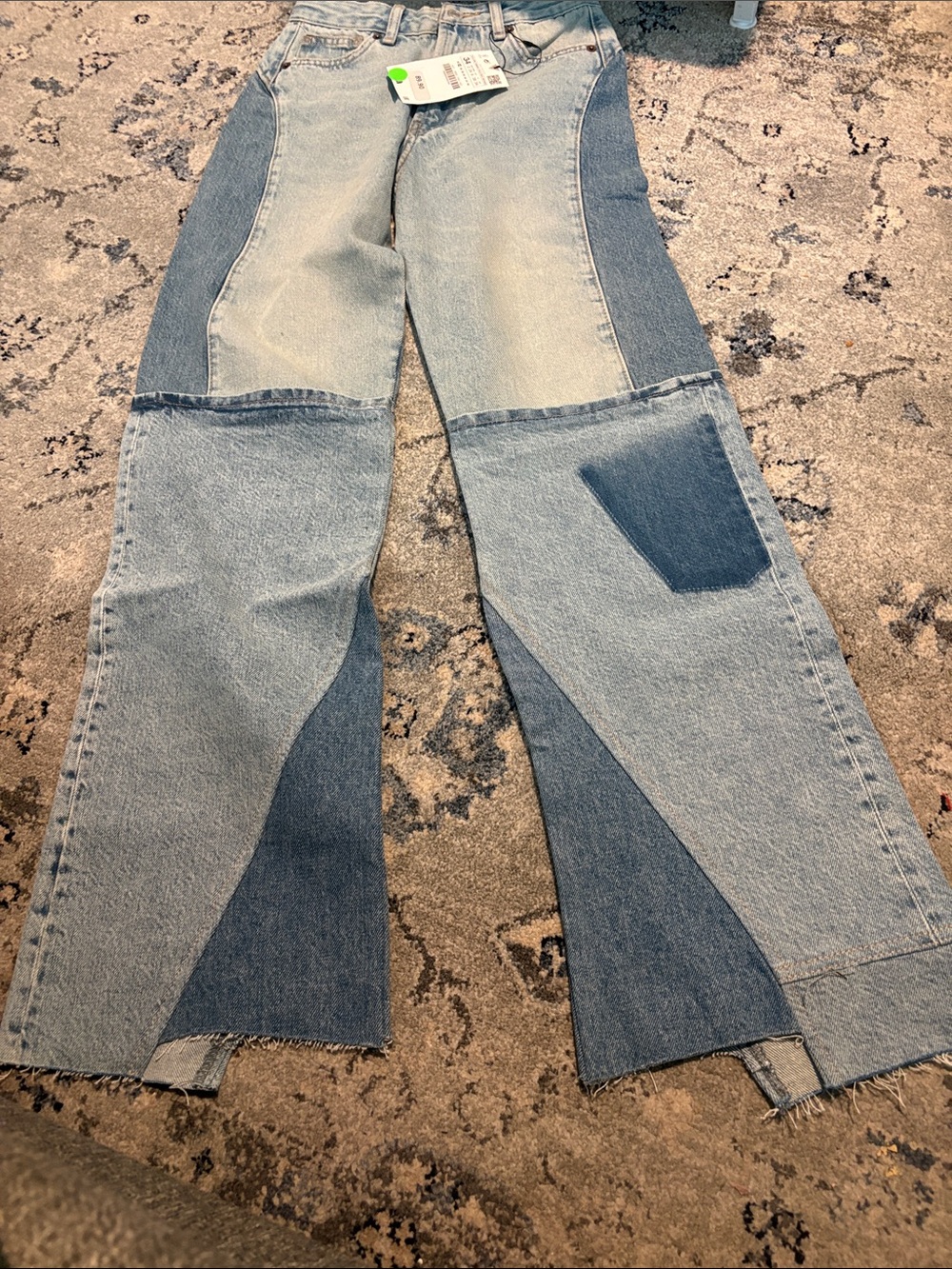 Zara Patchwork Two-Tone Light Blue Women’s Jeans 30” inseam S-2